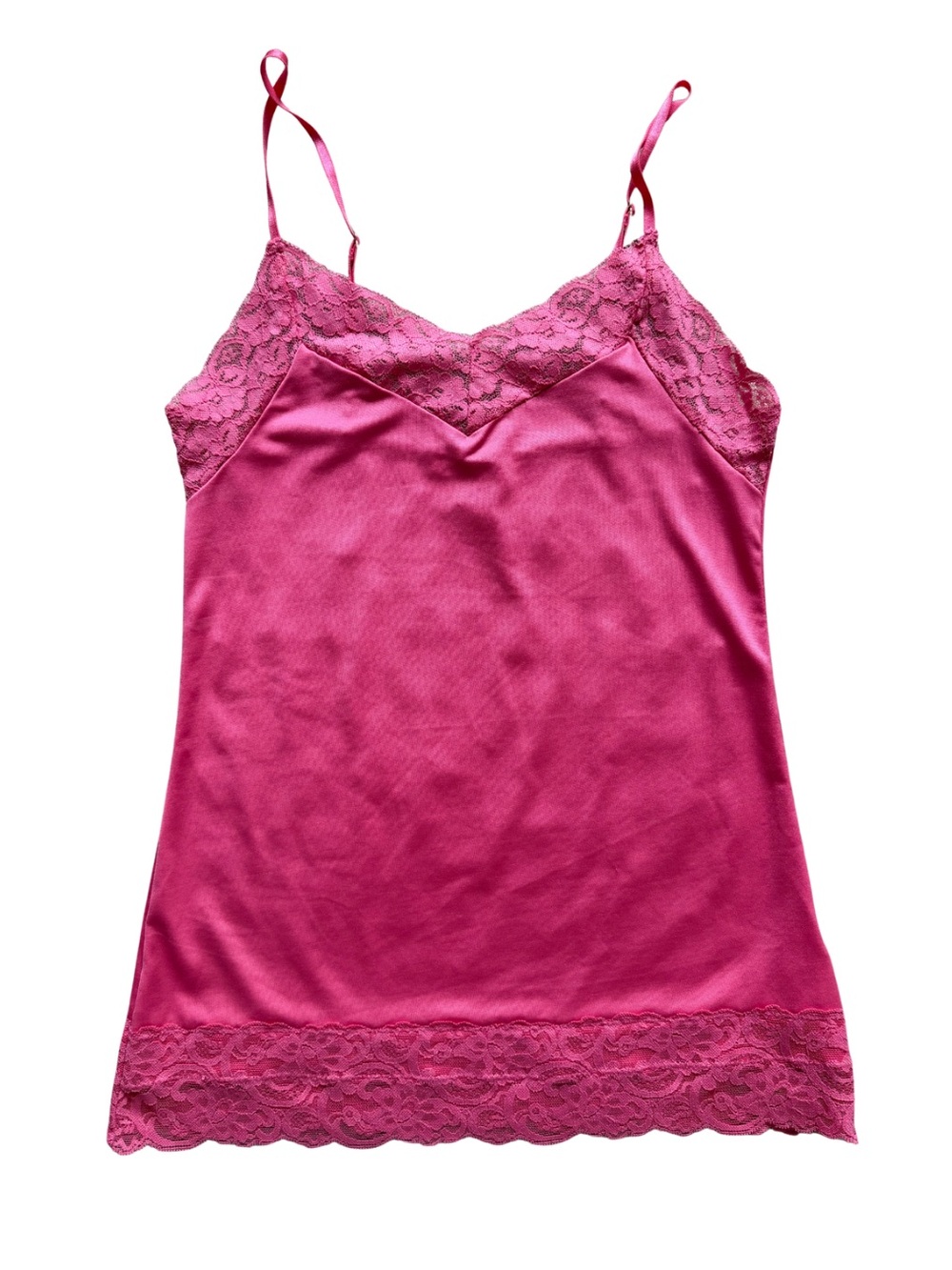 White House Black Market Pink Lace-Trim Satin Slip